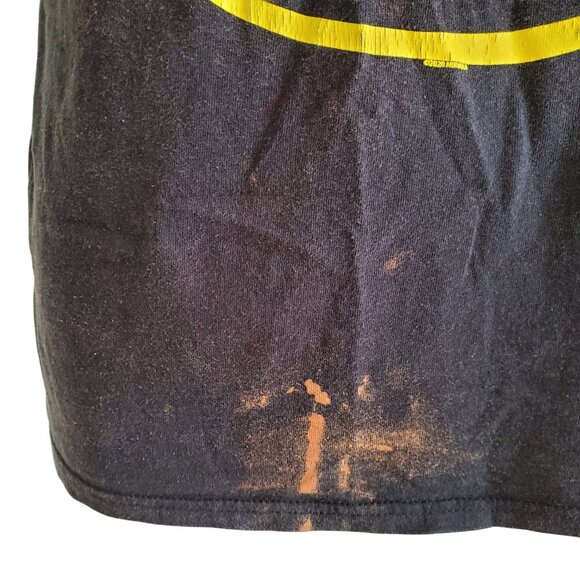 NIRVANA 100% Cotton Black - Yellow Smiley face Trashed Bleached No Holes Size L - Picture 5 of 12